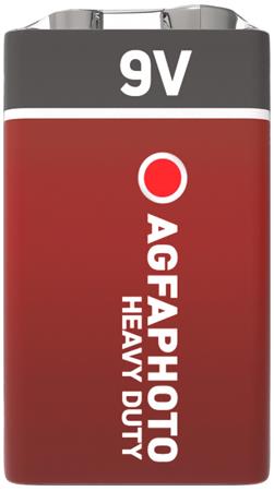 Elem, 9V, 1 db, féltartós (szén-cink), zsugor, AGFAPHOTO "Heavy Duty" 1 AGFAPHOTO