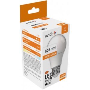 LED izzó, E27, gömb, A60, 8W, 806lm, 4000K, AVIDE