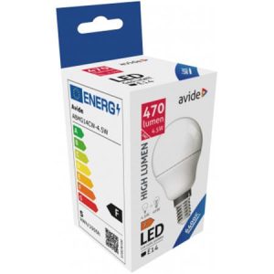 LED izzó, E14, kisgömb, G45, 4,5W, 470lm, 6400K, AVIDE