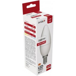 LED izzó, E14, gyertya, 2,5W, 250lm, 3000K, AVIDE