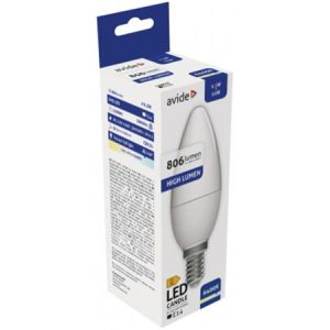 LED izzó, E14, gyertya, 6,5W, 806lm, 6400K, AVIDE