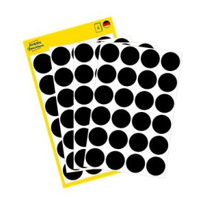 Etikett, 18 mm, kör, AVERY ZWECKFORM, fekete, 96 etikett/csomag