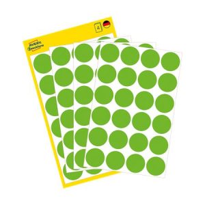 Etikett, 18 mm, kör, eltávolítható, AVERY ZWECKFORM, fűzöld, 96 etikett/csomag