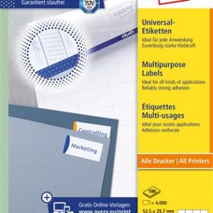 Etikett, univerzális, 52,5x29,7 mm, AVERY ZWECKFORM, 4000 etikett/csomag