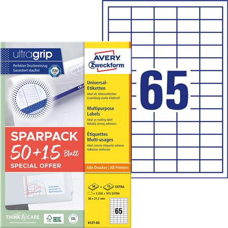 Etikett, univerzális, 38x21,2 mm, AVERY ZWECKFORM, "Sparpack", 4225 etikett/csomag 1 AVERY ZWECKFORM