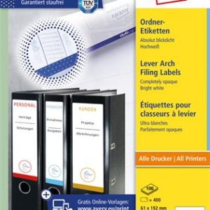 Iratrendező etikett, univerzális, 61x192 mm, AVERY ZWECKFORM, 400 etikett/csomag
