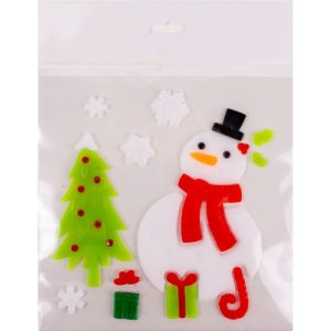 Ablakzselé 20x25 cm hóember és fenyőfa