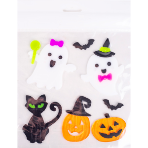 Ablakzselé 25x20 cm fekete macska és tökök