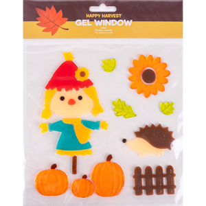 Ablakzselé 25x20 cm madárijesztő sünivel és tökkel