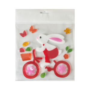 Ablakzselé  nyúl bicajon 20x25 cm