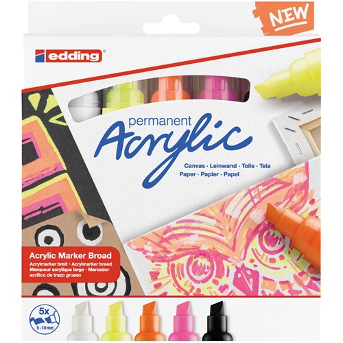 Akril marker Edding 5000 B (5-10 mm) Neon 5 db-os klt. 1 Akril marker Edding 5000 B (5-10 mm) Neon 5 db-os klt.