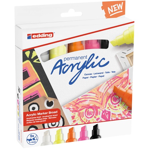 Akril marker Edding 5000 B (5-10 mm) Neon 5 db-os klt. 2 Akril marker Edding 5000 B (5-10 mm) Neon 5 db-os klt. - Image 2