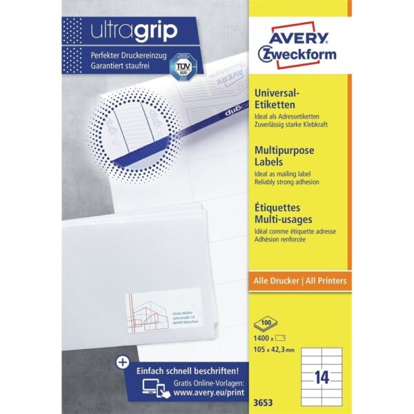 Avery univerzalis cimke feher 105 x 42 3 mm i48482