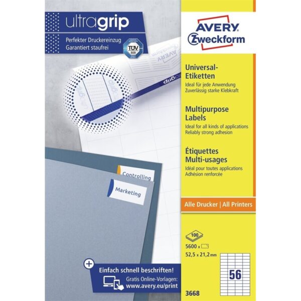 Avery univerzalis cimke feher 52 5 x 21 2 mm i48517