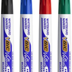 Flipchart- és táblamarker készlet, 1,4 mm, kúpos, BIC" Velleda ecolutions", 4 különböző szín