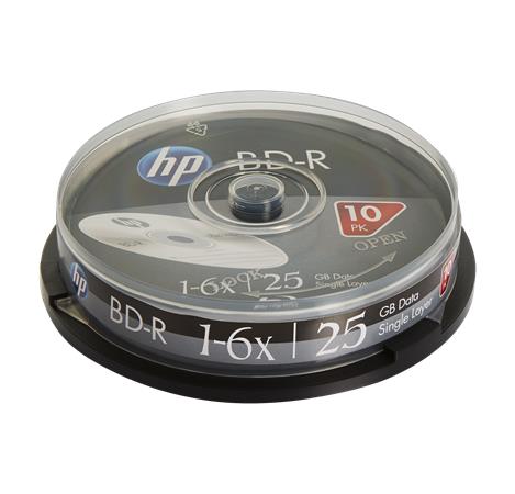 BD-R BluRay lemez, 25GB, 6x, 10 db, hengeren, HP 1 HP