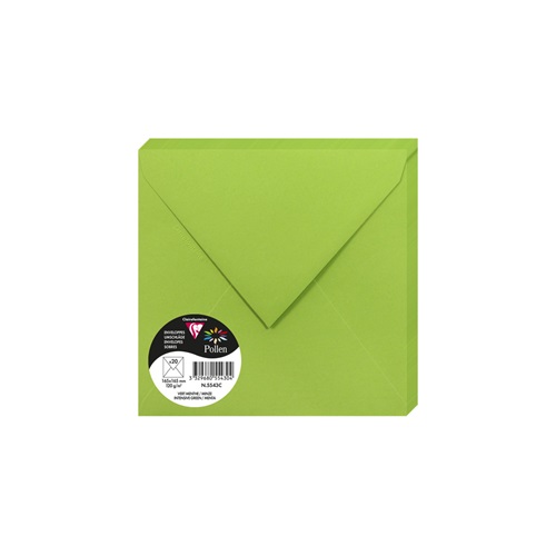 Boríték Clairefontaine Pollen 16,5x16,5 cm enyvezett intenzív zöld 1 Boríték Clairefontaine Pollen 16,5x16,5 cm enyvezett intenzív zöld