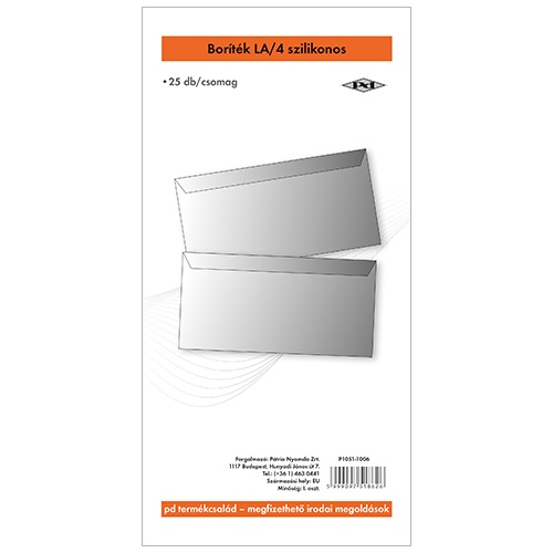 Boríték pd LA/4 szilikonos 110x220 mm 25 db/csomag 1 Boríték pd LA/4 szilikonos 110x220 mm 25 db/csomag