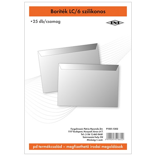 Boríték pd LC/6 szilikonos 114x162 mm 25 db/csomag 1 Boríték pd LC/6 szilikonos 114x162 mm 25 db/csomag