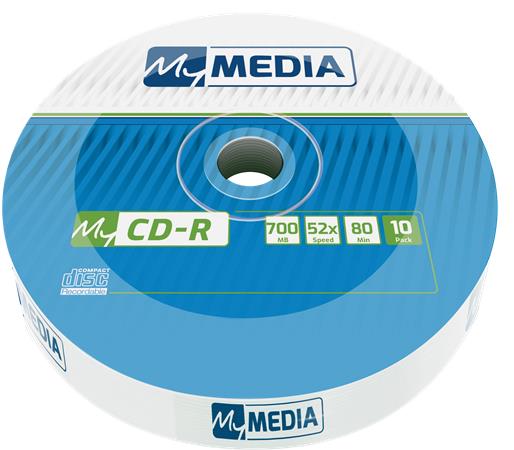 CD-R lemez, 700MB, 52x, 10 db, zsugor csomagolás, MYMEDIA (by VERBATIM) 1 MYMEDIA