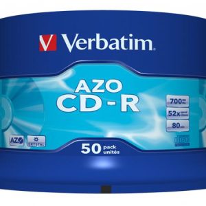 CD-R lemez, Crystal bevonat, AZO, 700MB, 52x, 50 db, hengeren VERBATIM "DataLife Plus"