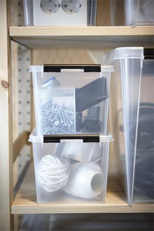 Műanyag tárolódoboz, 3 liter, fekete fogantyúkkal, SMARTSTORE "Classic 3", átlátszó 3 Tárolódobozok