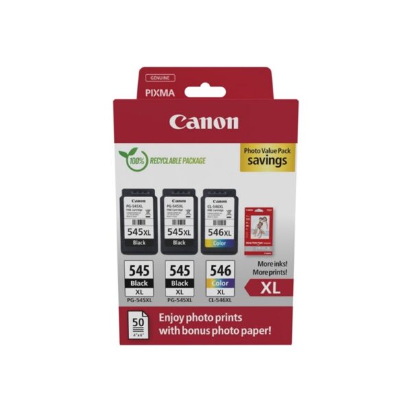 Canon 2x PG545XL CL546XL tintapatron fotopapir multipack ORIGINAL i606505