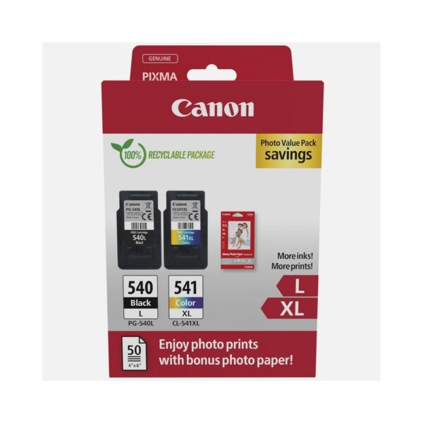 Canon PG540L CL541XL tintapatron 50 db GP501 10x15 fenyes fotopapir multipack ORIGINAL i529944