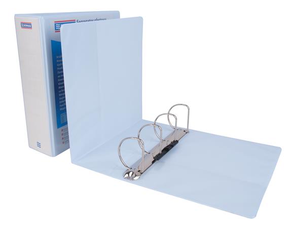 Gyűrűs könyv, panorámás, 4 gyűrű, D alakú, 100 mm, A4, PP, DONAU, fehér 1 DONAU