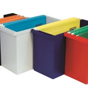 Függőmappa tároló, műanyag, 5 db függőmappával, DONAU, piros