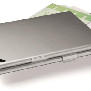 Névjegykártyatartó tárca, fém, 20 db-os, DURABLE "CARD BOX DUO", ezüst