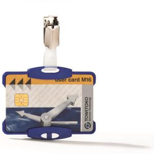 Azonosítókártya-tartó, 54x85 mm, csiptetővel, DURABLE, kék