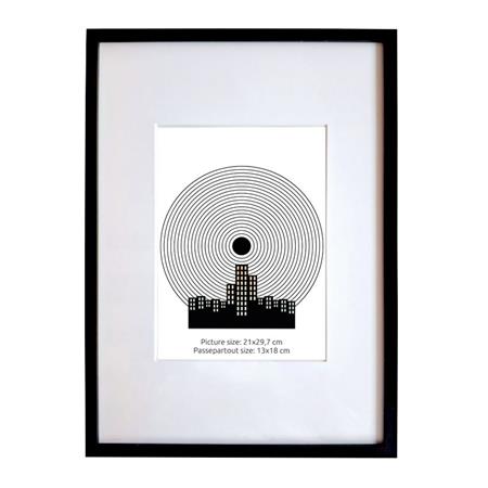 Képkeret, 21x29,7 cm, aluminium keret, "Fotoplus", fekete 1 .