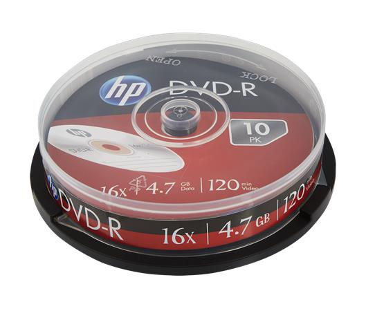 DVD+R lemez, 4,7 GB, 16x, 10 db, hengeren, HP 1 HP