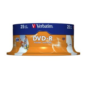 DVD-R lemez, nyomtatható, matt, ID, 4,7GB, 16x, 25 db, hengeren, VERBATIM