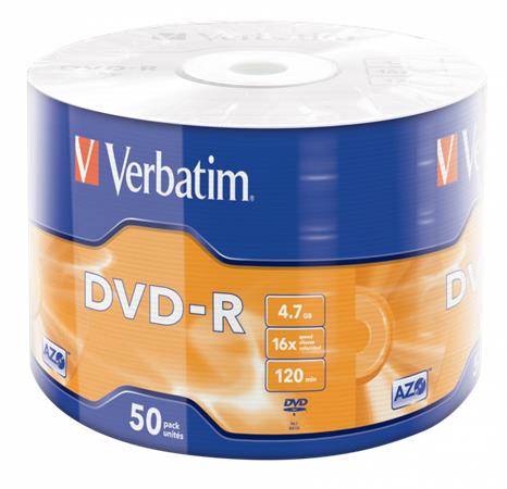 DVD-R lemez, 4,7GB, 16x, 50 db, zsugor csomagolás, VERBATIM 1 VERBATIM