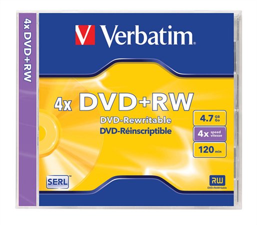 DVD+RW lemez, újraírható, 4,7GB, 4x, 1 db, normál tok, VERBATIM 1 VERBATIM