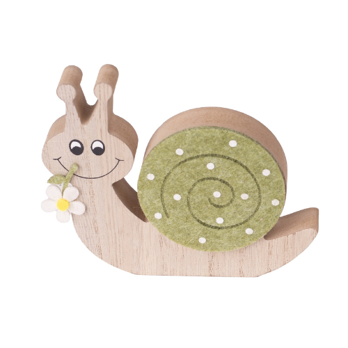 Dekor fa csiga zöld pöttyös 13x11 cm 1 Dekor fa csiga zöld pöttyös 13x11 cm