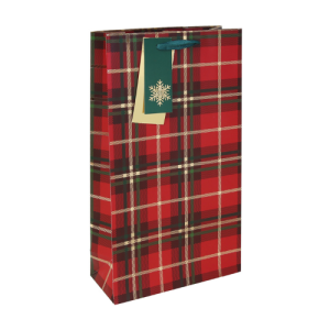 Dísztasak Clairefontaine/Eurowrap 12,7x35,5 cm boros, Karácsonyi kockás