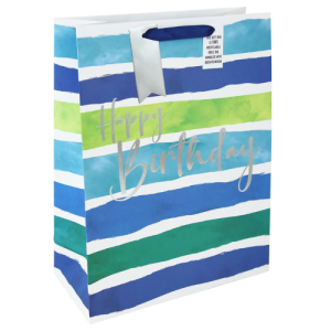 Dísztasak Clairefontaine/Eurowrap 33x45,5 cm csíkos HBD férfi