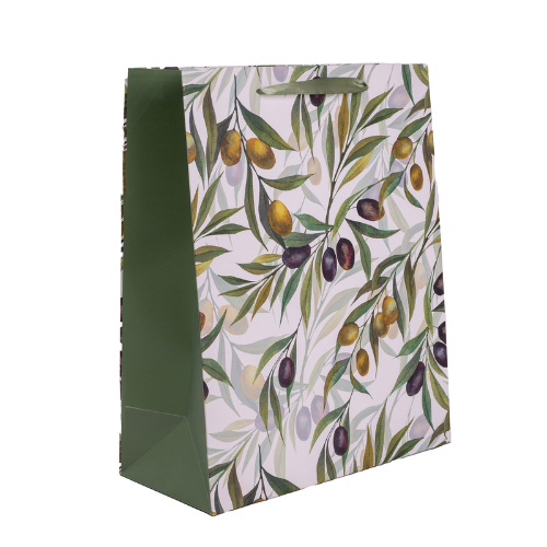 Dísztasak matt 11x14 cm oliva bogyós ágak 1 Dísztasak matt 11x14 cm oliva bogyós ágak