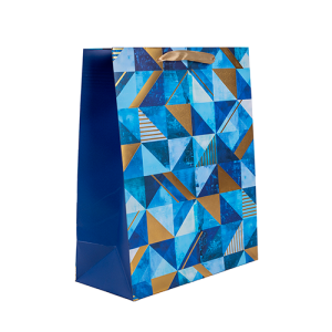 Dísztasak matt 18x23 cm arany/kék mintás