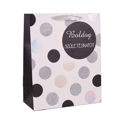 Dísztasak matt 26x32 cm Boldog születésnapot pöttyös 1 Dísztasak matt 26x32 cm Boldog születésnapot pöttyös