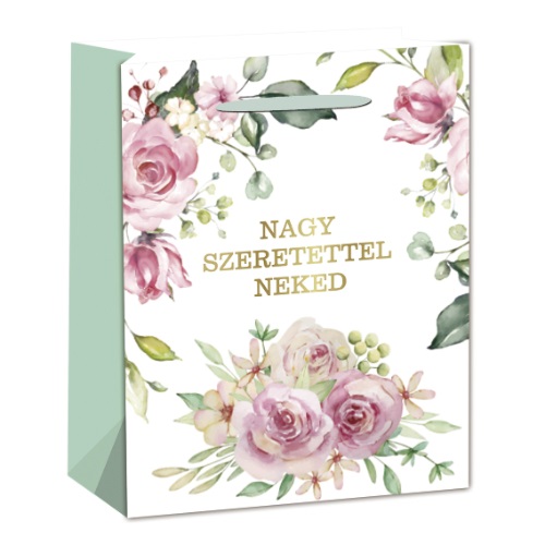 Dísztasak matt 26x32 cm rózsaszínű rózsák 1 Dísztasak matt 26x32 cm rózsaszínű rózsák