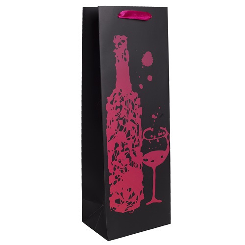 Dísztasak matt boros 12x36 cm fekete/pink 1 Dísztasak matt boros 12x36 cm fekete/pink