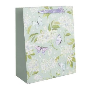 Dísztasak tavaszi 26x32 cm fehér virág lepkével