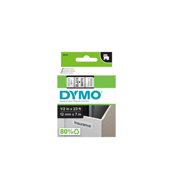 Dymo D1 feliratozogep szalag S0720530 45013 12mmx7m fekete feher ORIGINAL i108256