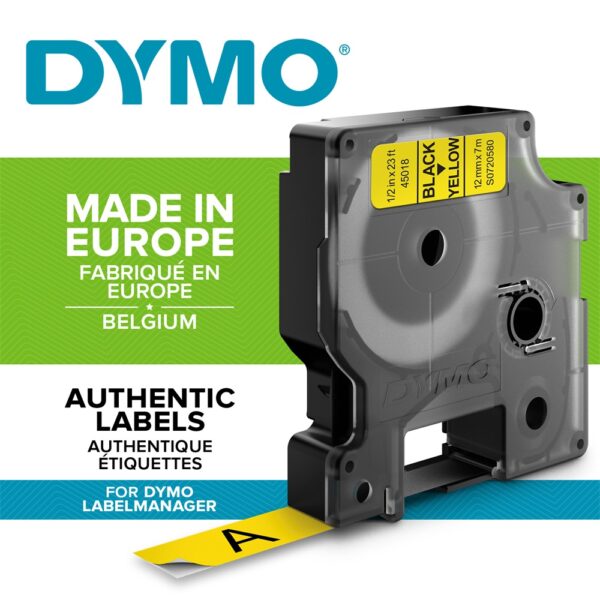 Dymo D1 feliratozogep szalag S0720580 45018 12mmx7m fekete sarga ORIGINAL i105199