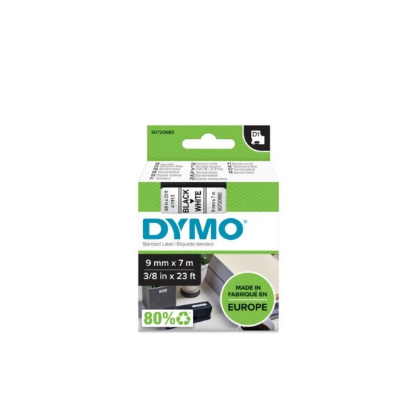 Dymo D1 feliratozogep szalag S0720680 40913 9mmx7m fekete feher ORIGINAL i109777