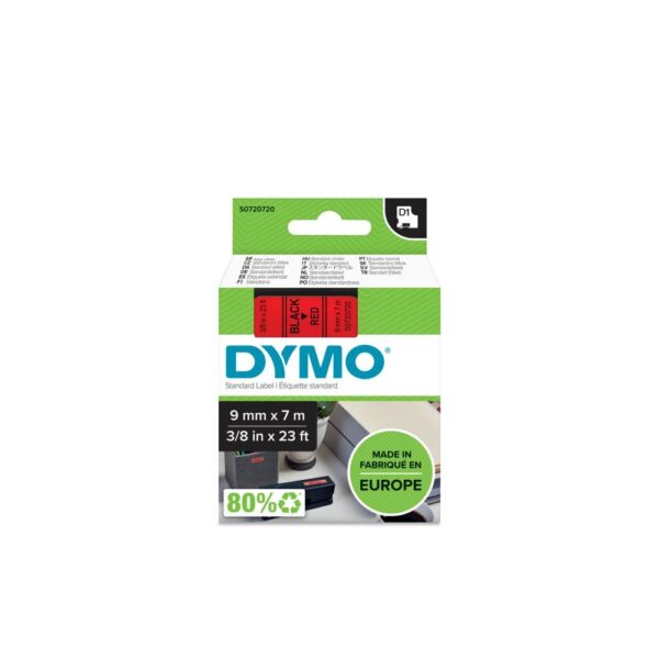 Dymo D1 feliratozogep szalag S0720720 40917 9mmx7m fekete piros ORIGINAL i108201